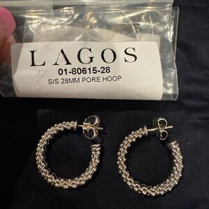 LAGOS Silver Textured Hoop Earrings